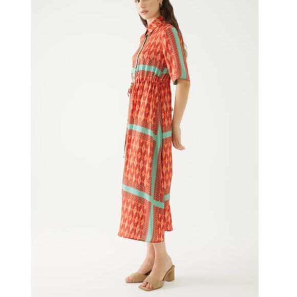 Exquise Women's Orange Short Sleeve Summer Shirt Millie Dress - Picture 3 of 6